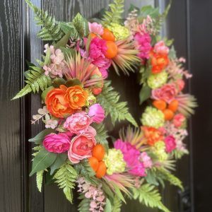 Vivid summer Wreath, Tangerine Wreath, Hot Pink and Orange Wreath