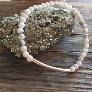White Howlite Skinny Bracelet, Yoga Bracelet, Stretch minimalist bracelet